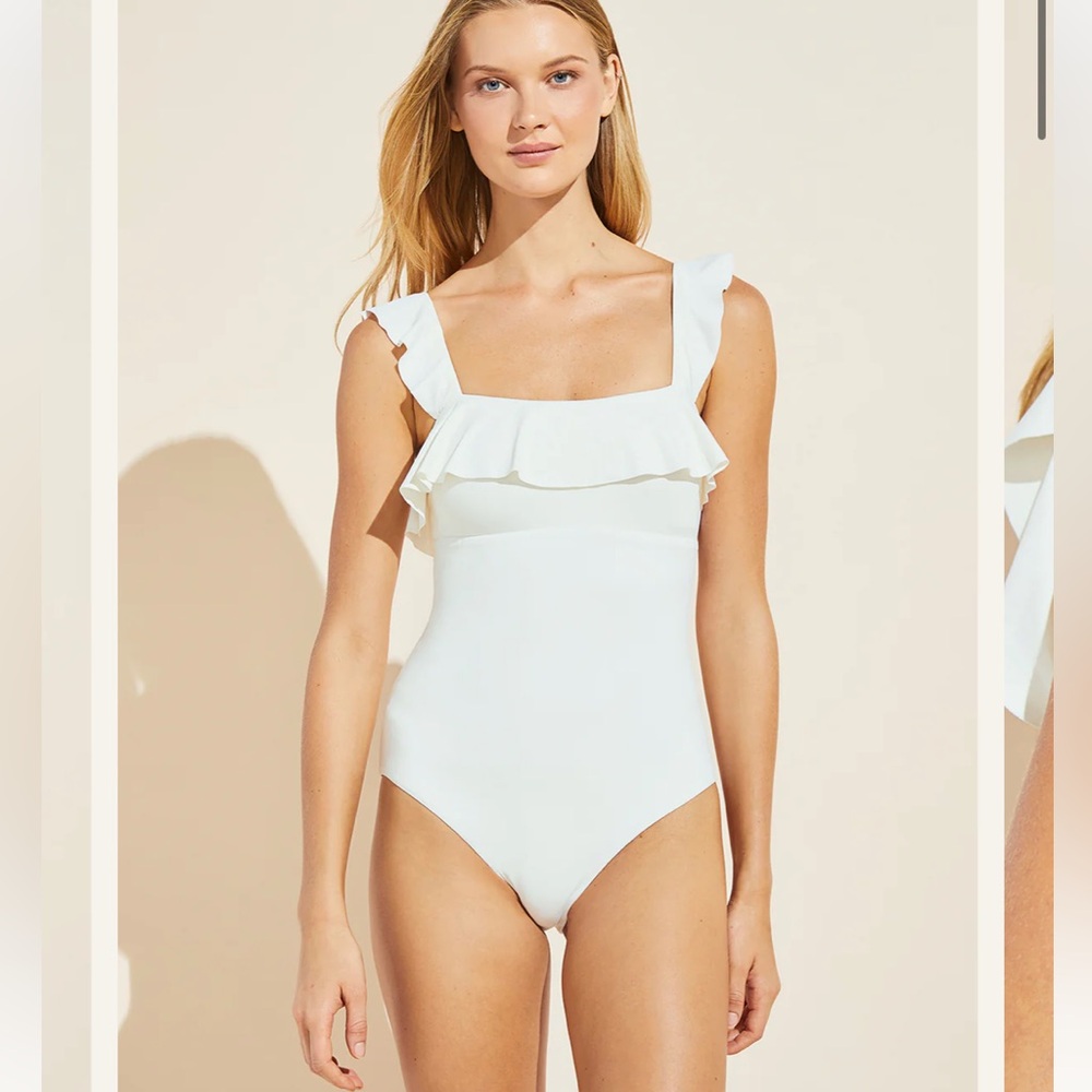 Eberjey White Ruffle One-Piece Swimsuit